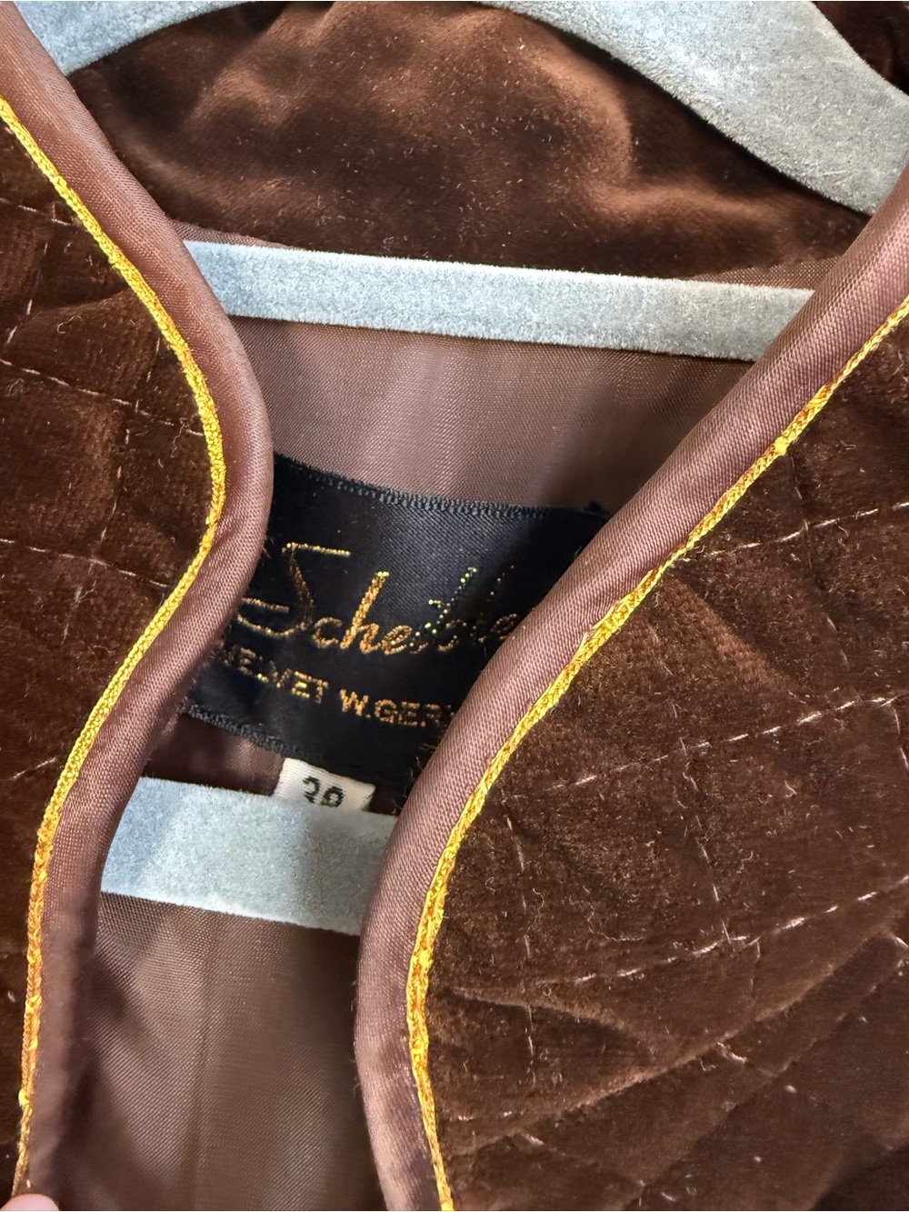Vintage 70s Brown Quilted Velvet Jacket Open Front | 38 Small - Picture 4 of 9